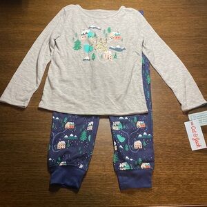 Cat & Jack Girls Winter Pajamas Set Size XS (4/5)